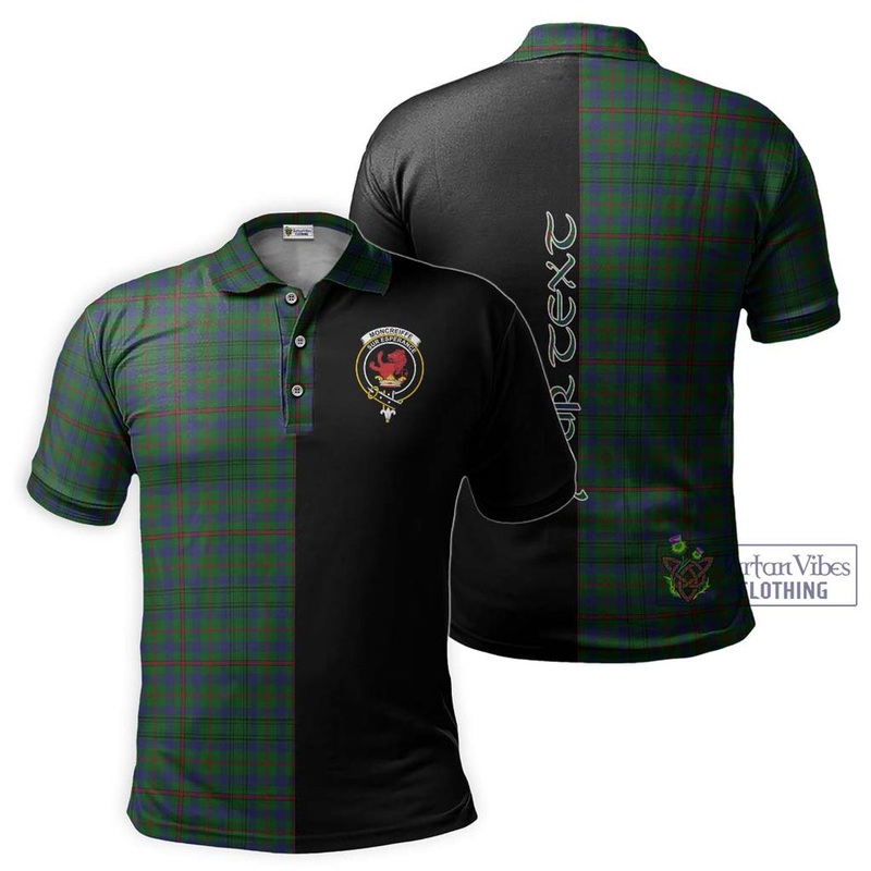 Moncreiffe of Atholl Tartan Polo Shirt with Family Crest and Half Of Me Style