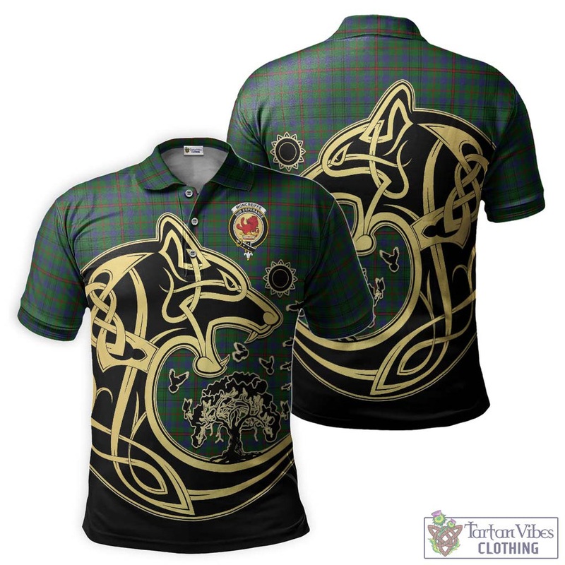 Moncreiffe of Atholl Tartan Polo Shirt with Family Crest Celtic Wolf Style