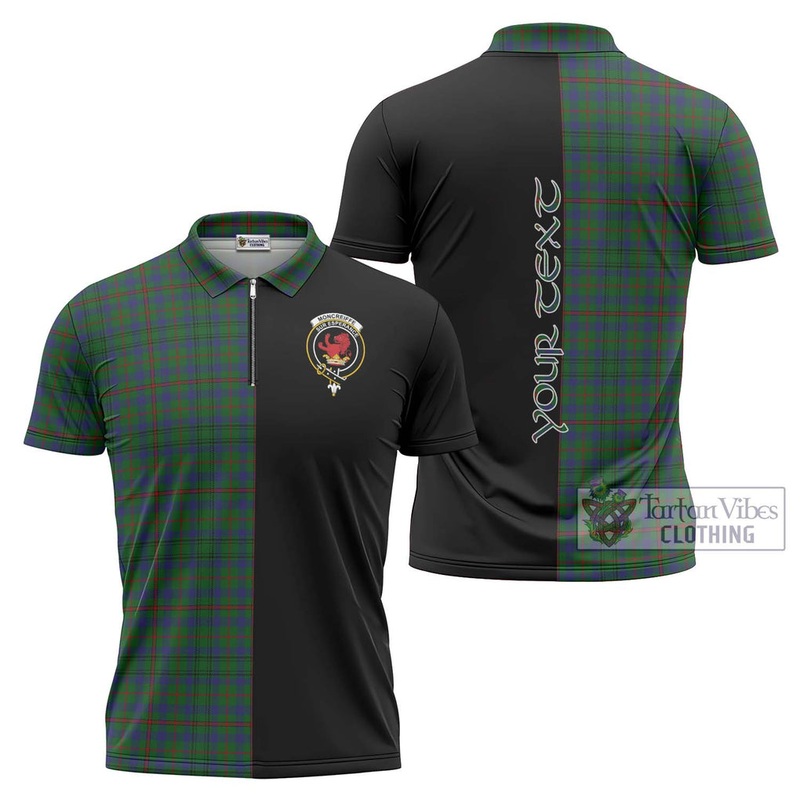 Moncreiffe of Atholl Tartan Zipper Polo Shirt with Family Crest and Half Of Me Style