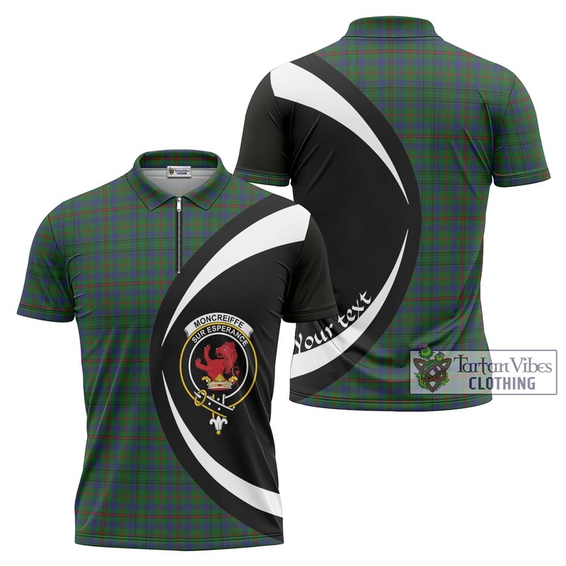Moncreiffe of Atholl Tartan Zipper Polo Shirt with Family Crest Circle Style