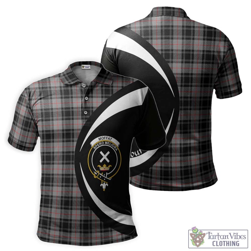 Moffat Tartan Men's Polo Shirt with Family Crest Circle Style