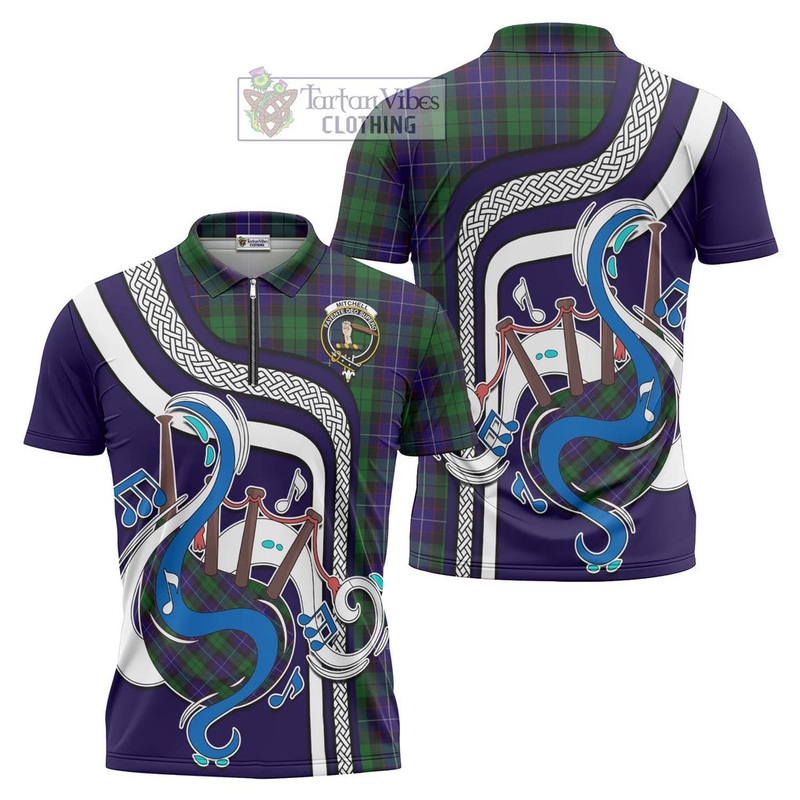 Mitchell Tartan Zipper Polo Shirt with Epic Bagpipe Style