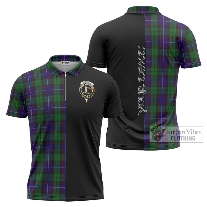 Mitchell Tartan Zipper Polo Shirt with Family Crest and Half Of Me Style