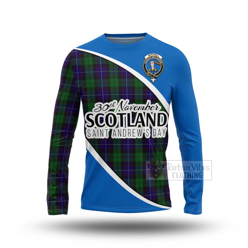 Mitchell Family Crest Tartan Long Sleeve T-Shirt Celebrate Saint Andrew's Day in Style