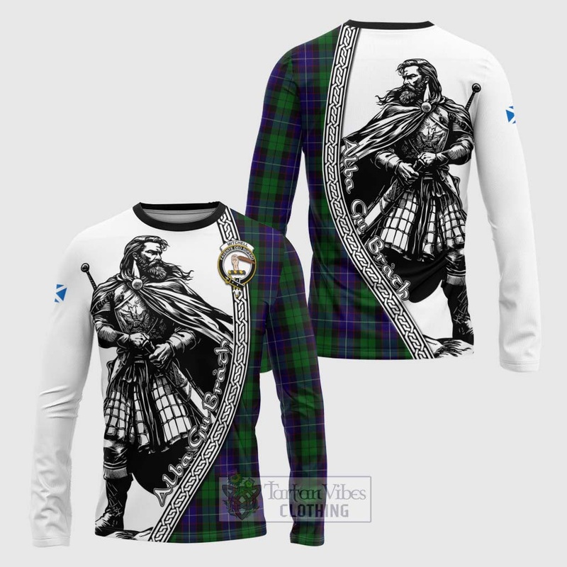 Mitchell Tartan Clan Crest Long Sleeve T-Shirt with Highlander Warrior Celtic Style