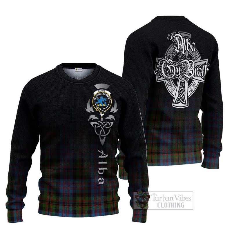Bowie Tartan Ugly Sweater Featuring Alba Gu Brath Family Crest Celtic Inspired