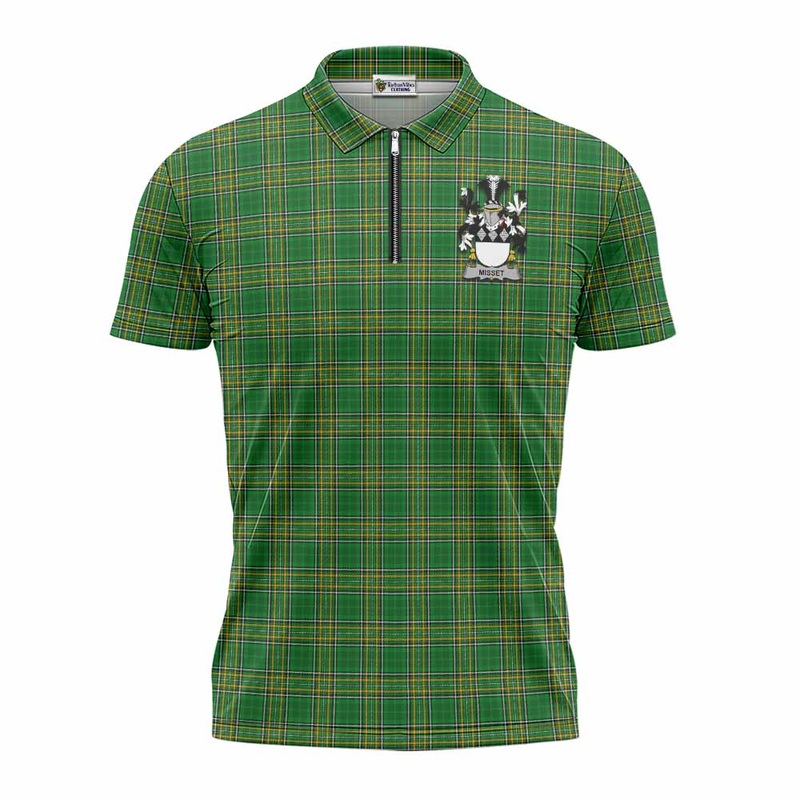 Misset Irish Clan Tartan Zipper Polo Shirt with Coat of Arms
