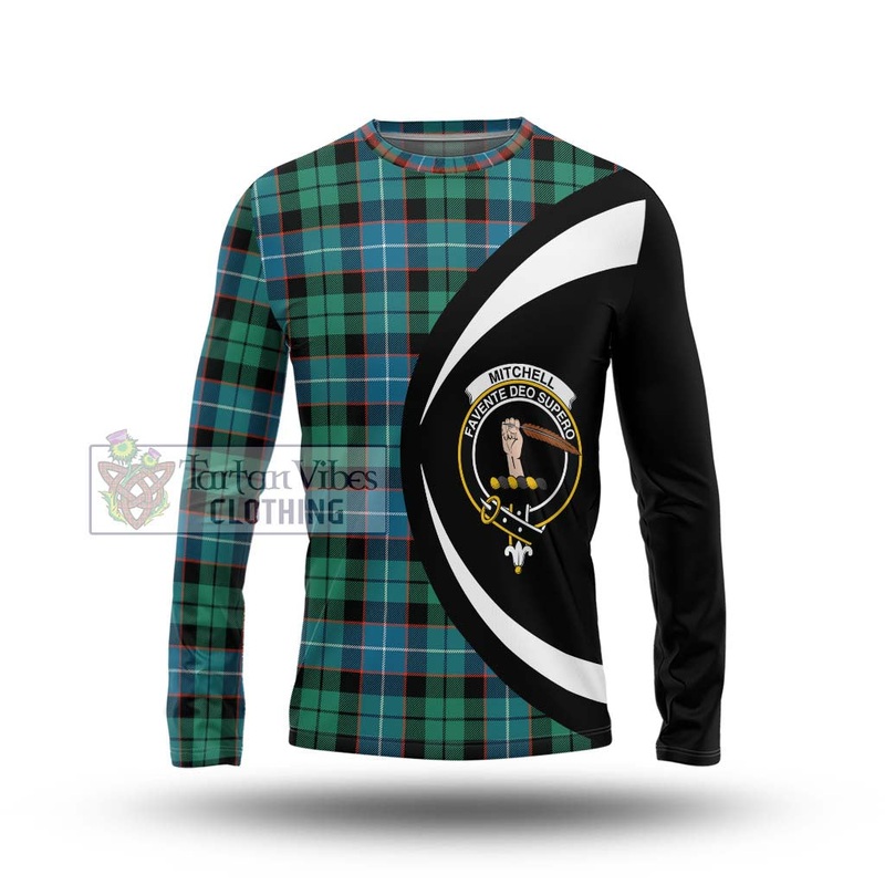Mitchell Ancient Tartan Long Sleeve T-Shirt with Family Crest Circle Style
