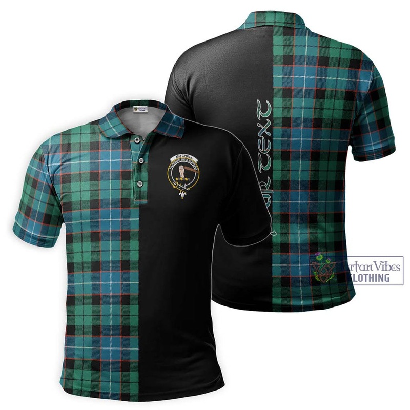 Mitchell Ancient Tartan Polo Shirt with Family Crest and Half Of Me Style
