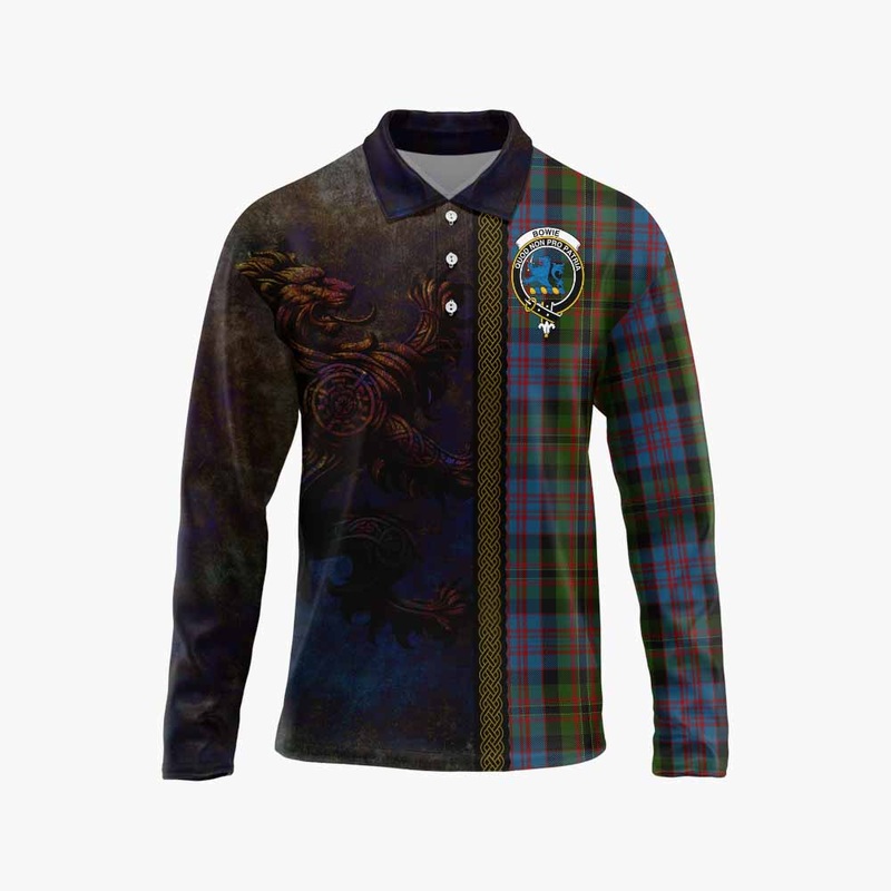 Bowie Tartan Family Crest Long Sleeve Polo Shirt Alba Gu Brath Be Brave Lion Ancient Style