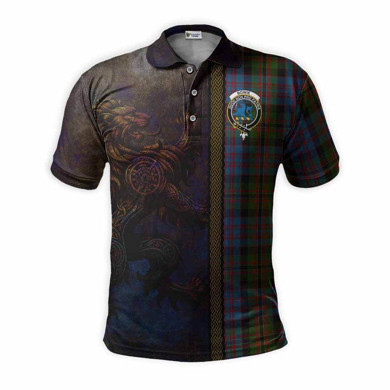Bowie Tartan Family Crest Polo Shirt Alba Gu Brath Be Brave Lion Ancient Style