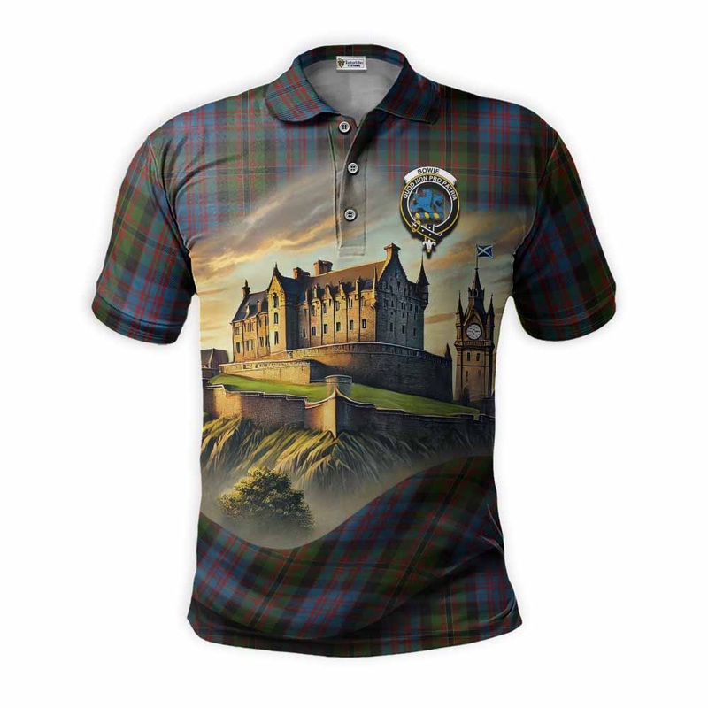 Bowie Tartan Family Crest Polo Shirt with Scottish Ancient Castle Style