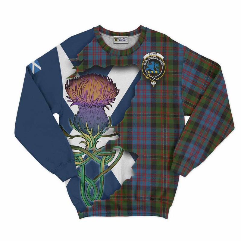 Bowie Tartan Family Crest Sweatshirt Scottish Thistle Celtic Inspired