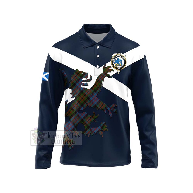 Bowie Tartan Lion Rampant Long Sleeve Polo Shirt  Proudly Display Your Heritage with Alba Gu Brath and Clan Name
