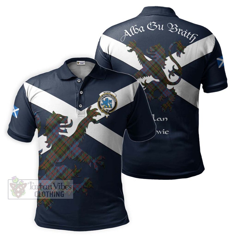 Bowie Tartan Lion Rampant Polo Shirt Proudly Display Your Heritage with Alba Gu Brath and Clan Name