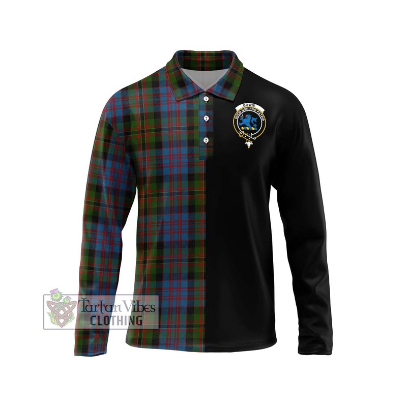Bowie Tartan Long Sleeve Polo Shirt with Family Crest and Half Of Me Style