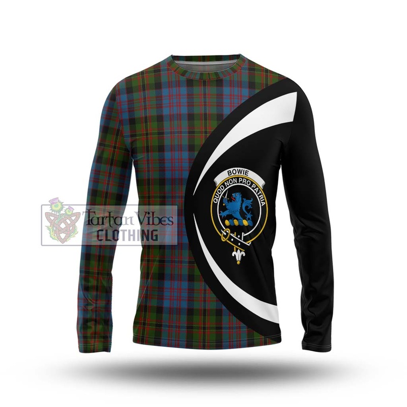 Bowie Tartan Long Sleeve T-Shirt with Family Crest Circle Style