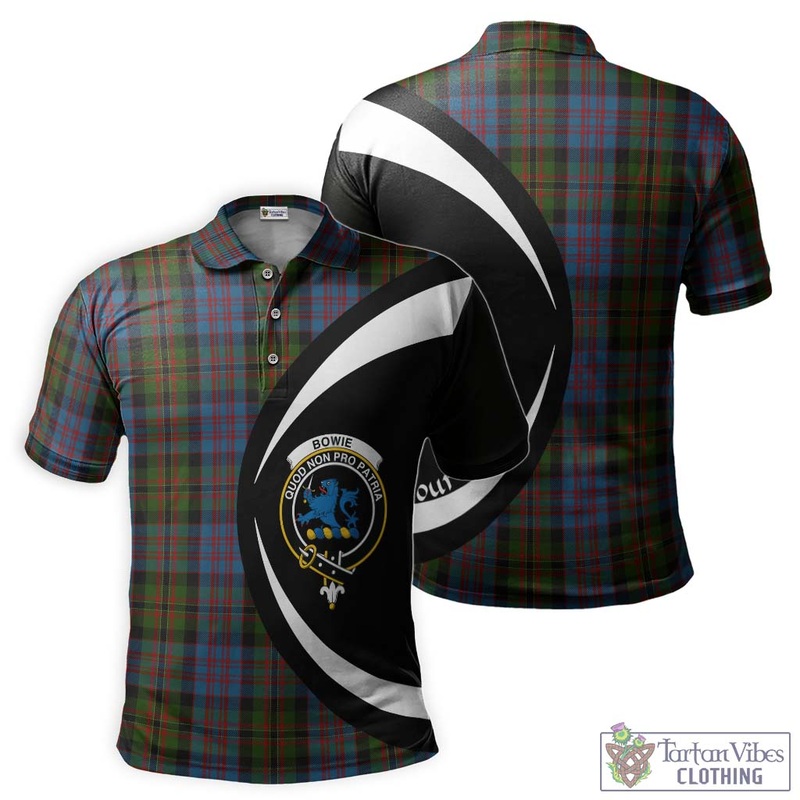 Bowie Tartan Men's Polo Shirt with Family Crest Circle Style