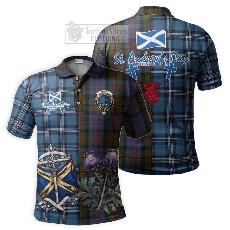 Bowie Tartan Polo Shirt Happy St. Andrew's Day Half Tartan Style