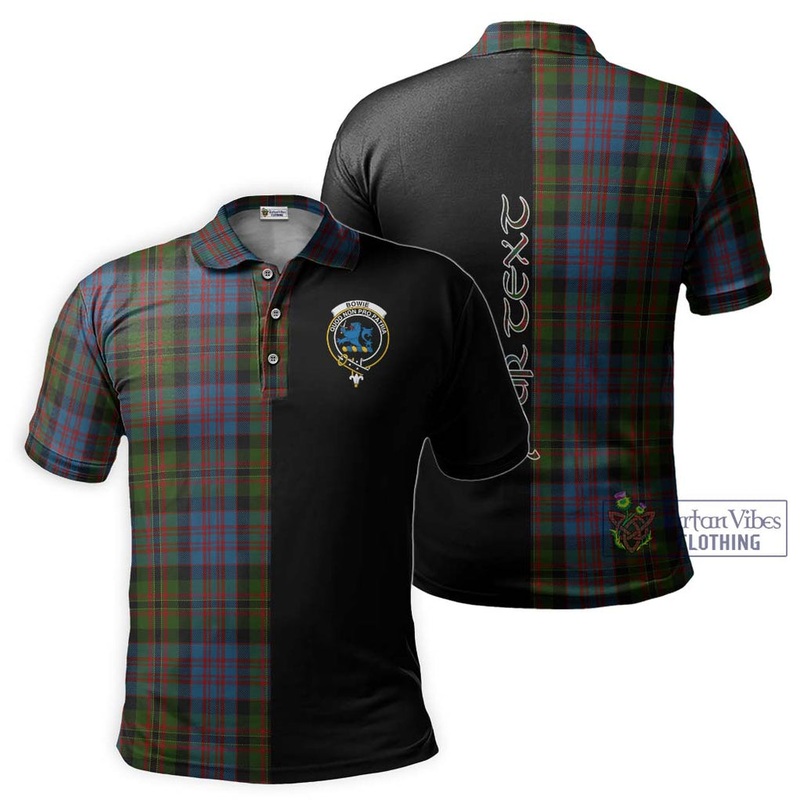 Bowie Tartan Polo Shirt with Family Crest and Half Of Me Style