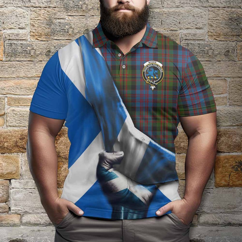 Bowie Tartan Polo Shirt with Family Crest Scotland Patriotic Style
