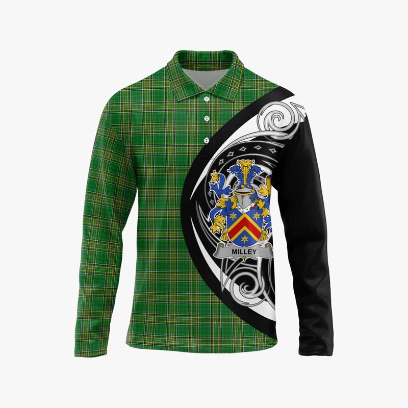 Milley Irish Clan Long Sleeve Polo Shirt Celtic Circle Style
