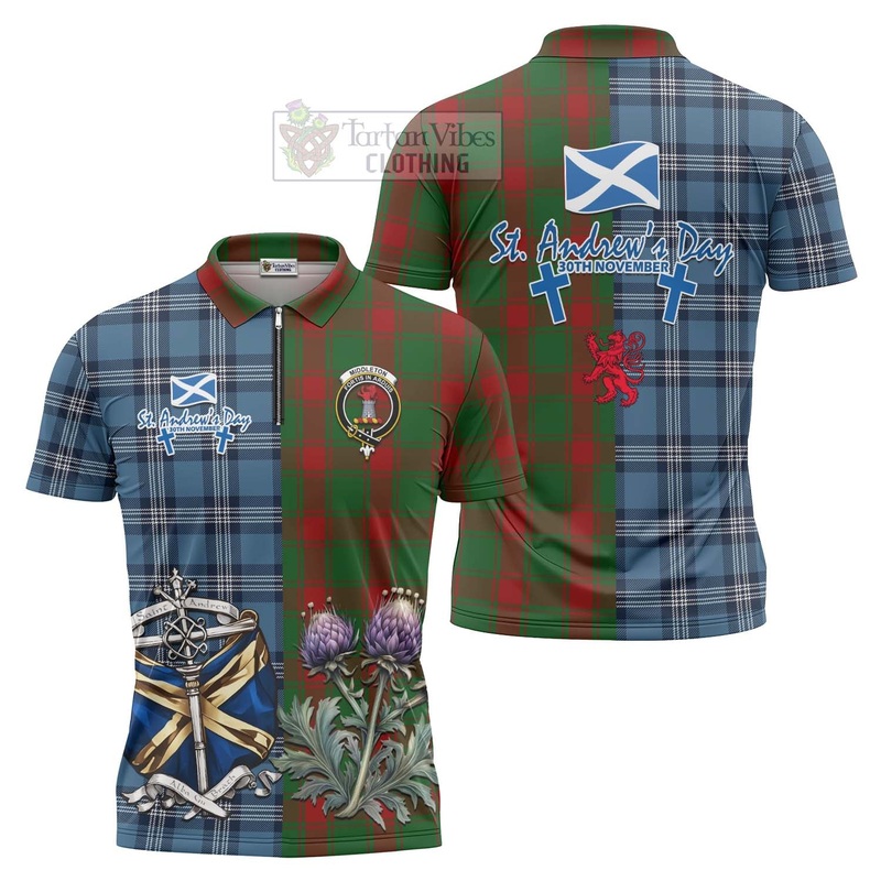 Middleton Tartan Zipper Polo Shirt Happy St. Andrew's Day Half Tartan Style
