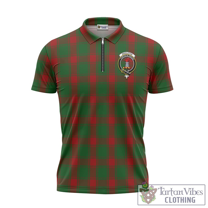 Middleton Tartan Zipper Polo Shirt with Family Crest