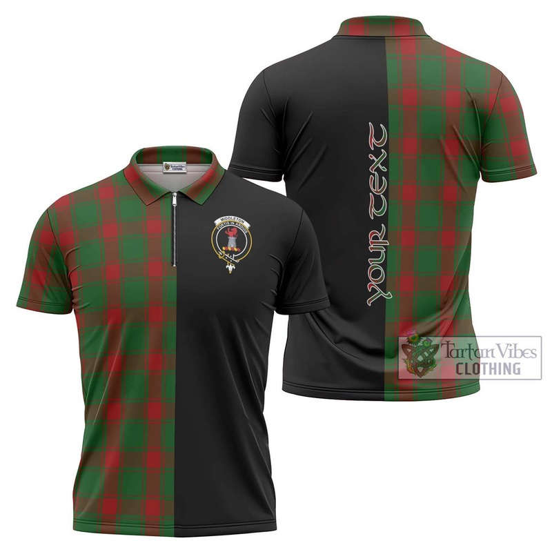 Middleton Tartan Zipper Polo Shirt with Family Crest and Half Of Me Style