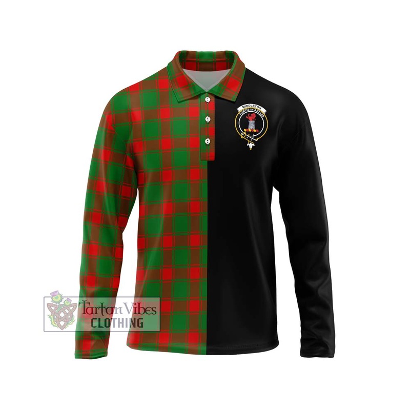 Middleton Modern Tartan Long Sleeve Polo Shirt with Family Crest and Half Of Me Style
