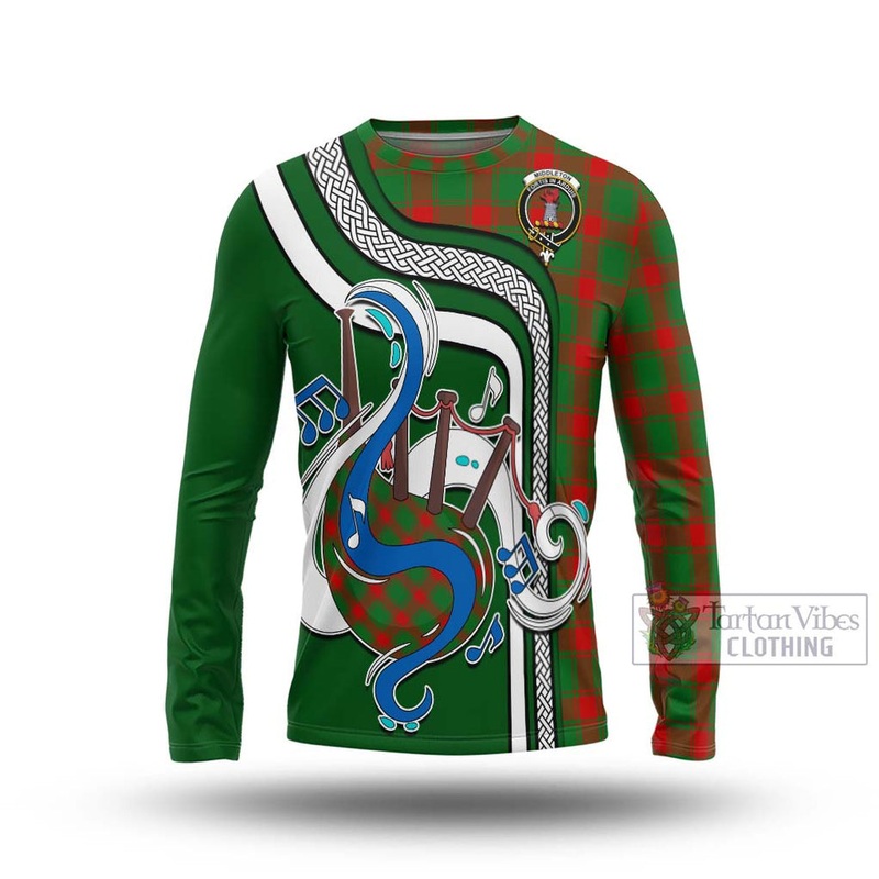 Middleton Modern Tartan Long Sleeve T-Shirt with Epic Bagpipe Style