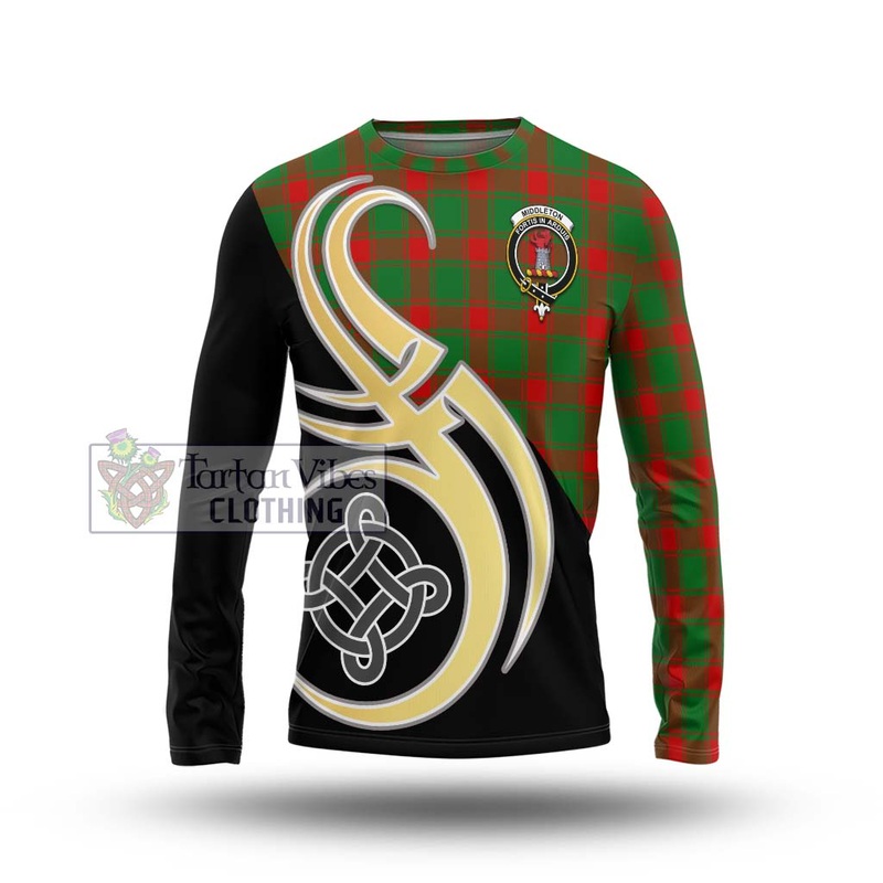 Middleton Modern Tartan Long Sleeve T-Shirt with Family Crest and Celtic Symbol Style