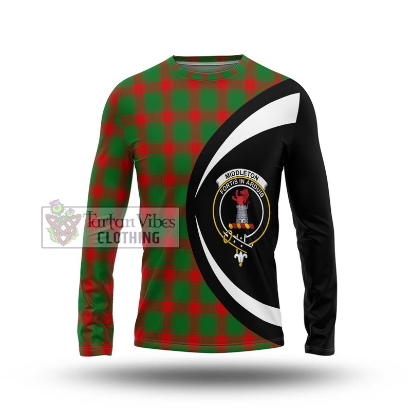 Middleton Modern Tartan Long Sleeve T-Shirt with Family Crest Circle Style