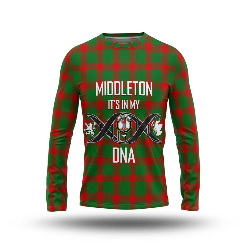Middleton Modern Tartan Long Sleeve T-Shirt with Family Crest DNA In Me Style