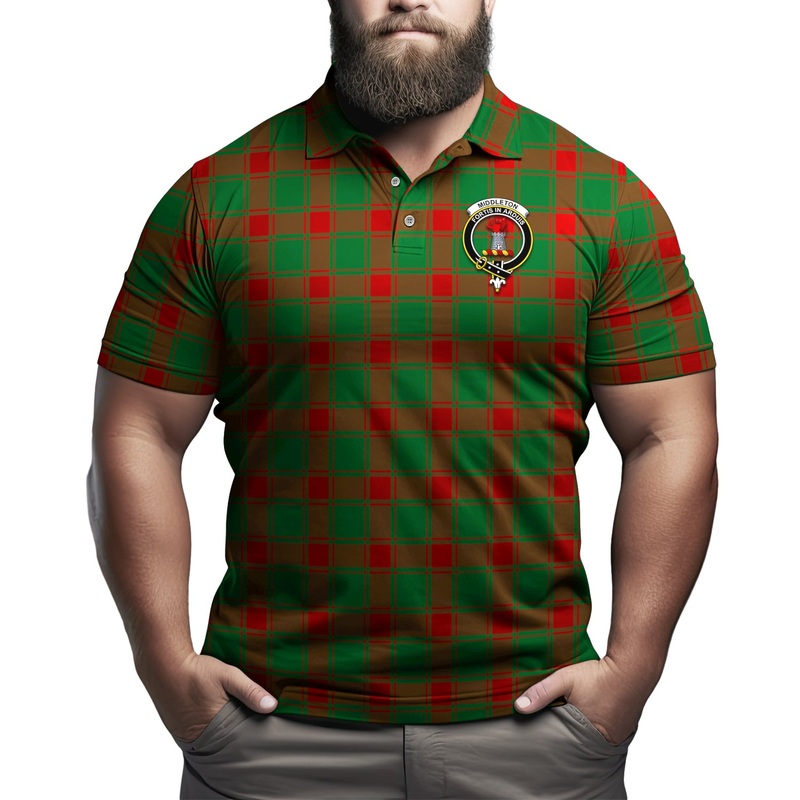 Middleton Modern Tartan Men's Polo Shirt with Family Crest