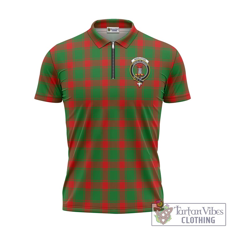 Middleton Modern Tartan Zipper Polo Shirt with Family Crest