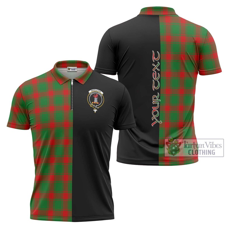 Middleton Modern Tartan Zipper Polo Shirt with Family Crest and Half Of Me Style