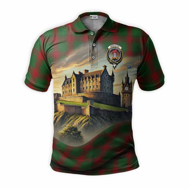 Middleton Tartan Family Crest Polo Shirt with Scottish Ancient Castle Style