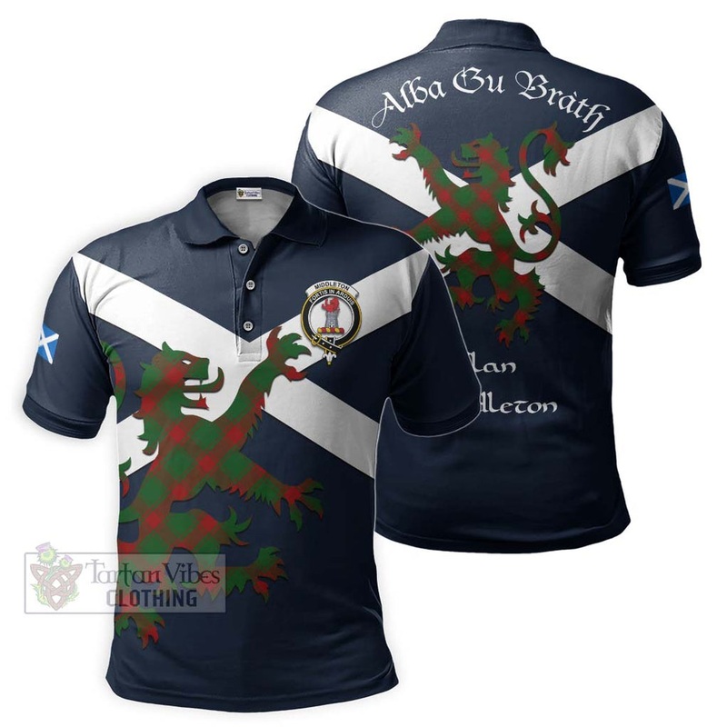 Middleton Tartan Lion Rampant Polo Shirt Proudly Display Your Heritage with Alba Gu Brath and Clan Name