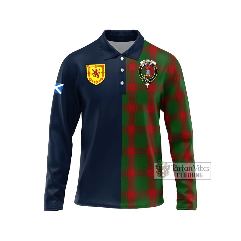 Middleton Tartan Long Sleeve Polo Shirt Alba with Scottish Lion Royal Arm Half Style