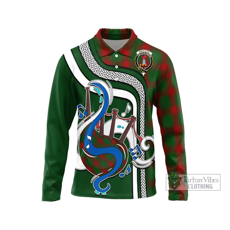 Middleton Tartan Long Sleeve Polo Shirt with Epic Bagpipe Style