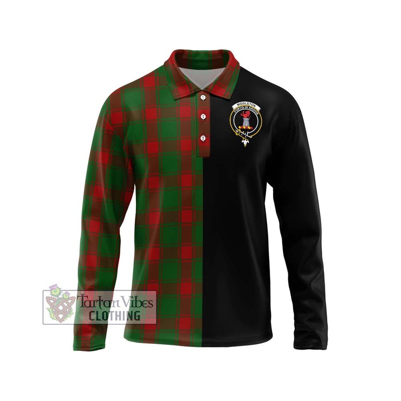 Middleton Tartan Long Sleeve Polo Shirt with Family Crest and Half Of Me Style