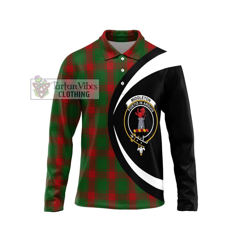 Middleton Tartan Long Sleeve Polo Shirt with Family Crest Circle Style