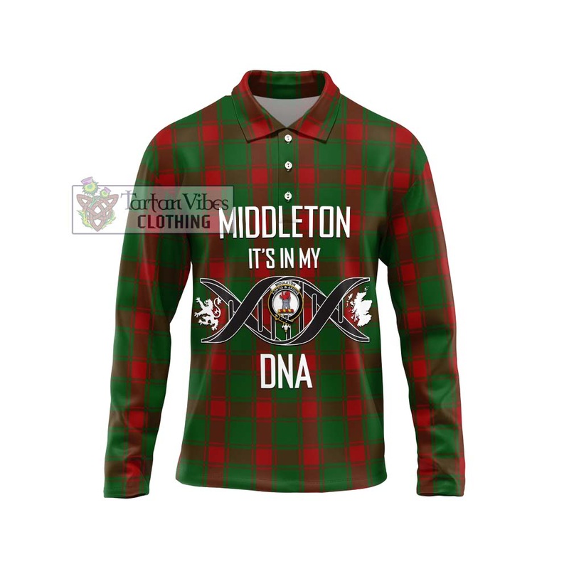 Middleton Tartan Long Sleeve Polo Shirt with Family Crest DNA In Me Style