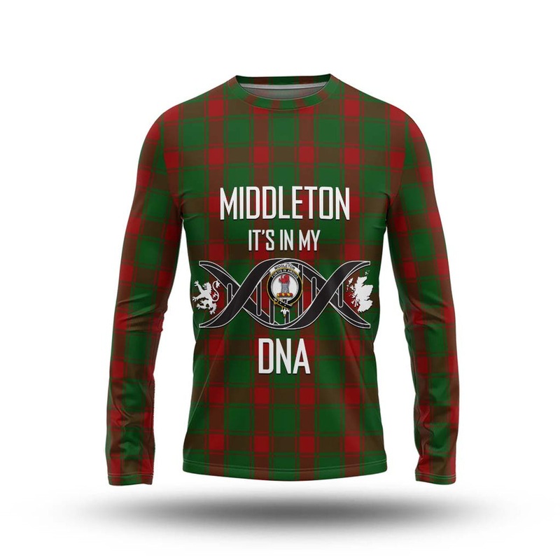 Middleton Tartan Long Sleeve T-Shirt with Family Crest DNA In Me Style