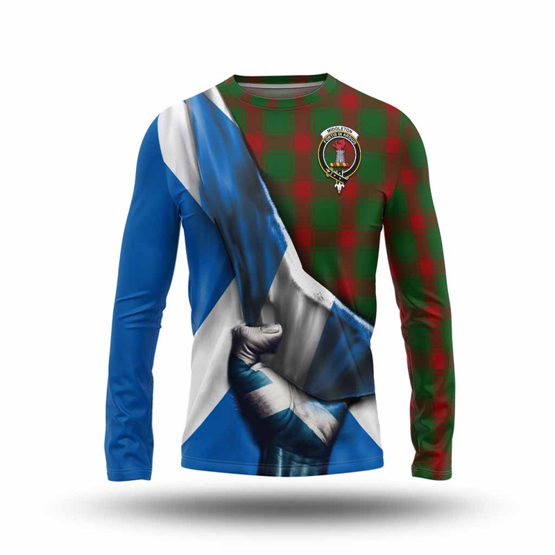 Middleton Tartan Long Sleeve T-Shirt with Family Crest Scotland Patriotic Style