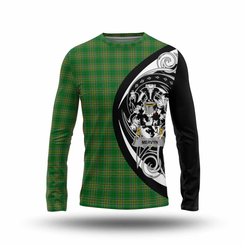 Mervyn Irish Clan Long Sleeve T-Shirt Celtic Circle Style