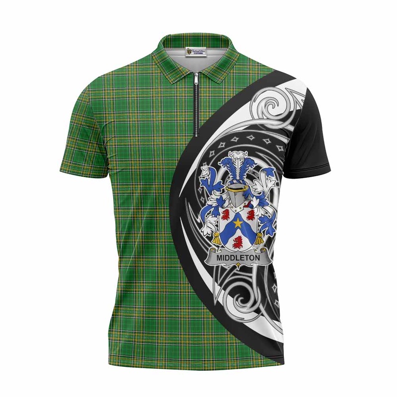 Middleton Irish Clan Zipper Polo Shirt Celtic Circle Style