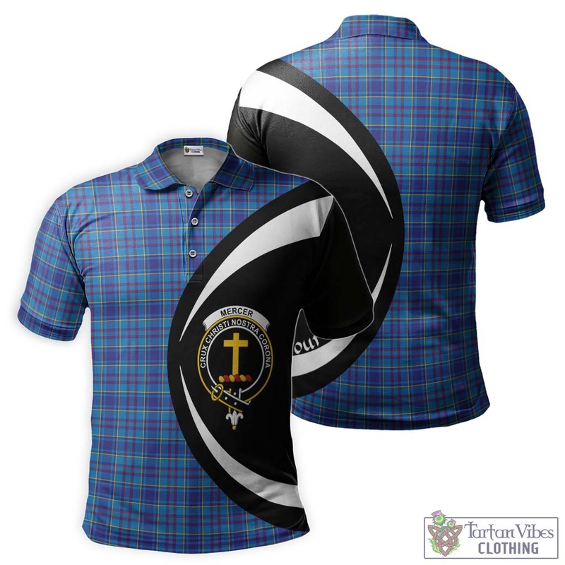 Mercer Tartan Men's Polo Shirt with Family Crest Circle Style
