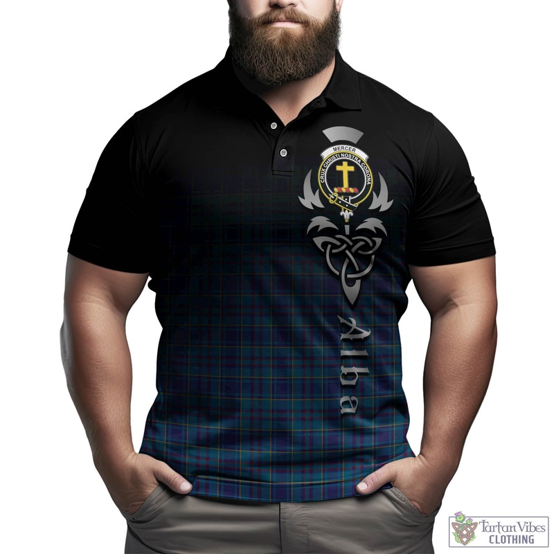 Mercer Tartan Polo Shirt Featuring Alba Gu Brath Family Crest Celtic Inspired